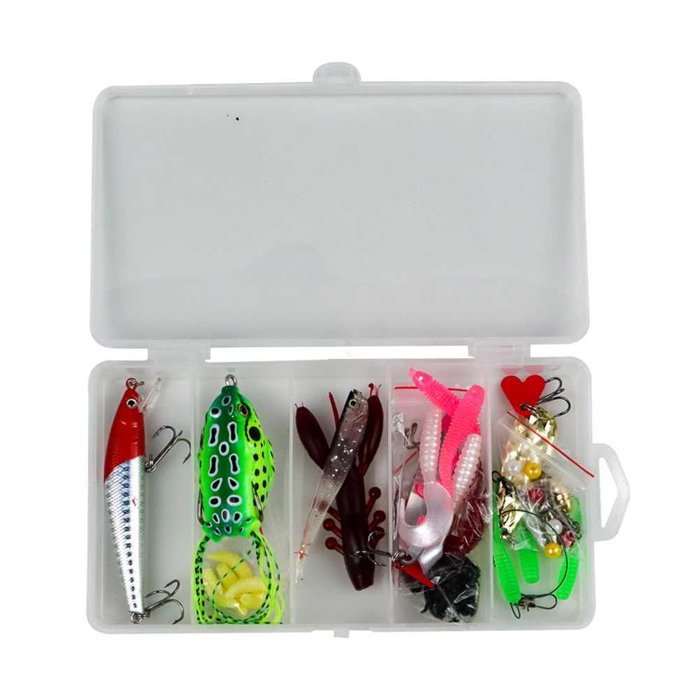 LIXADA Umpan Pancing Ikan Set Fishing Bait Kit 45PCS DWS250-C Umpan Casting Soft Frog Umpan Casting Gabus Toman Spiner Pancing Set Pancing Ikan Umpan Pancing Adunmancing Umpan Ikan Mas Apollo Pancing Casting Umpan Ikan Umpan Casting Toman Umpan Toman Cast