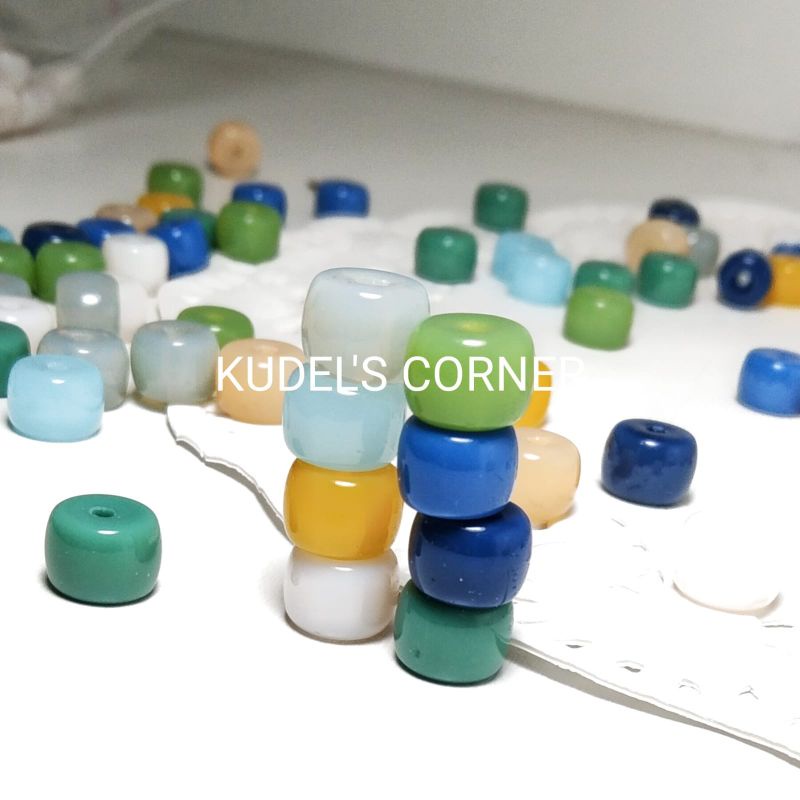 10PCS GLASS BEADS TABUNG 7MM ECER/ MANIK KACA TABUNG