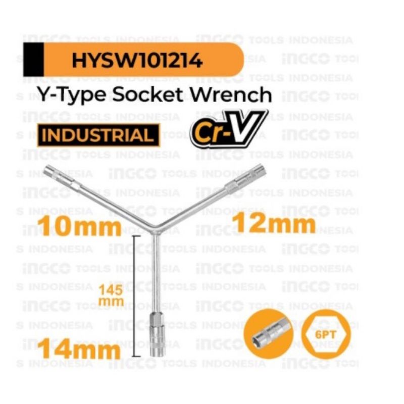 Kunci Shock Y 10 12 14 Chrome Vanadium Ingco HYSW101214