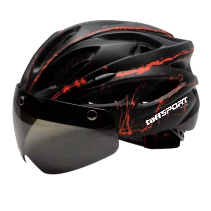 TaffSPORT Helm Sepeda Cycling Bike Helmet Visor Removable Lens - TT-31