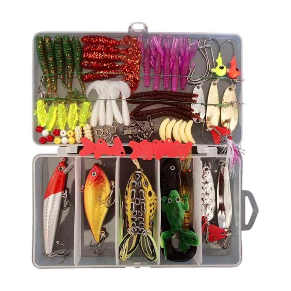 LIXADA Umpan Pancing Ikan Set Fishing Bait Kit 91PCS DWS250-B Umpan Casting Soft Frog Umpan Casting Gabus Toman Spiner Pancing Set Pancing Ikan Umpan Pancing Adunmancing Umpan Ikan Mas Apollo Pancing Casting Umpan Ikan Umpan Casting Toman Umpan Toman Cast