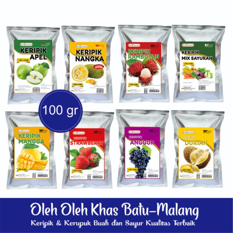 Keripik Buah Apel Nangka Dan Keripik Sayur ( Berat Isi : 100 gr ) Oleh Oleh Khas Malang