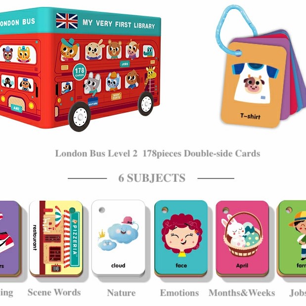 SAALIN MY FIRST WORD LIBRARY LONDON BUS FLASH CARDS MAINAN EDUKASI #ORIGINAL