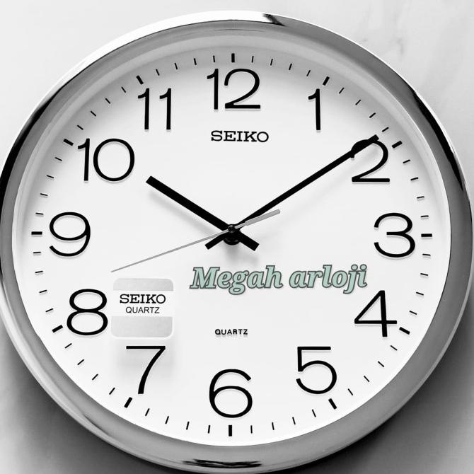 Jam Dinding Seiko 3227 Crome Stainless Polos Putih 32cm