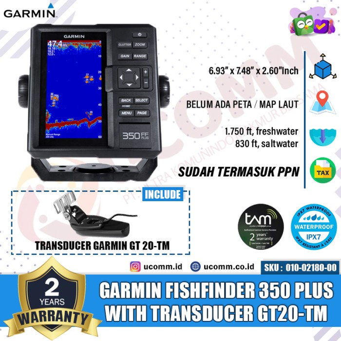 Terlaris Garmin Fish Finder 350Plus Ff 350 Plus Fishfinder 350 Sonar Ikan Gt20