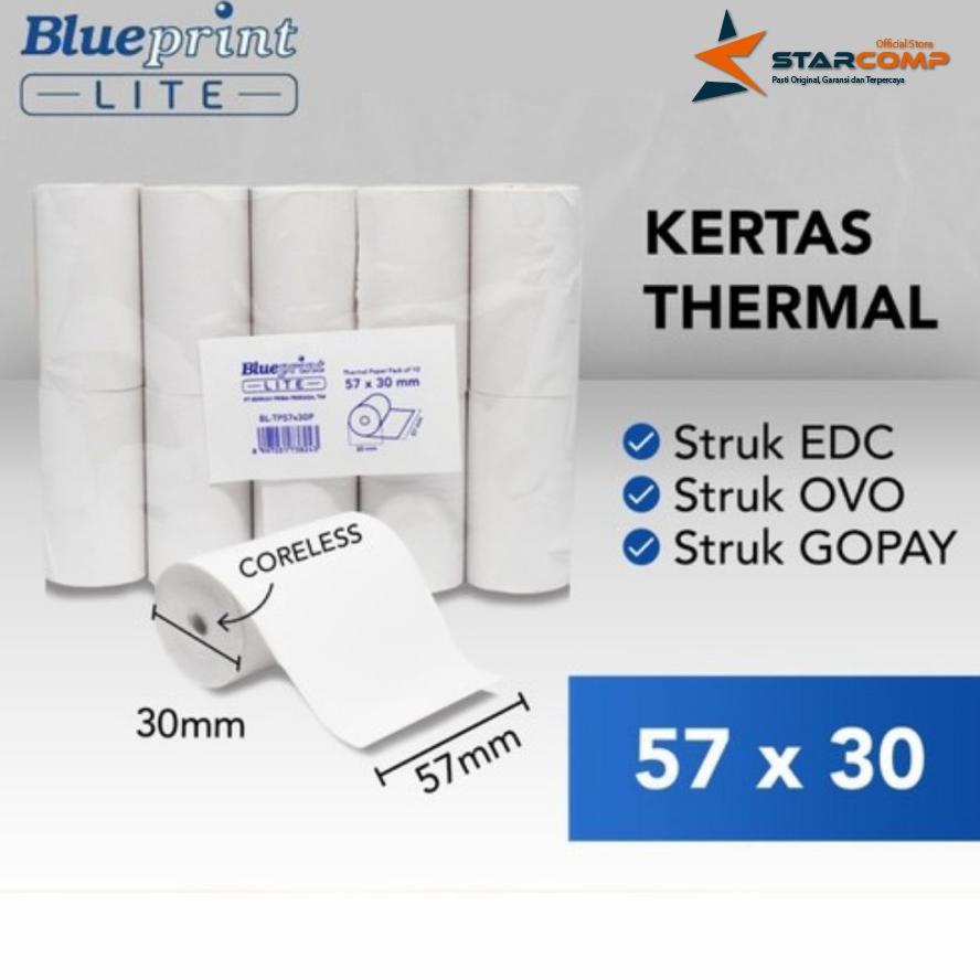 

BLUEPRINT LITE 57x30 THERMAL PAPER ROLL / L-57X30mm KERTAS THERMAL
