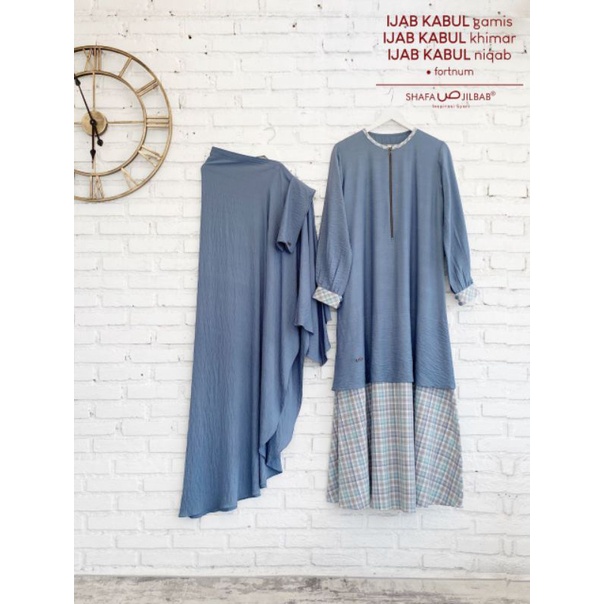 Ijab Kabul Eid Series Warna Fortnum (Gamis + Khimar Terpisah) By Shafa Jilbab