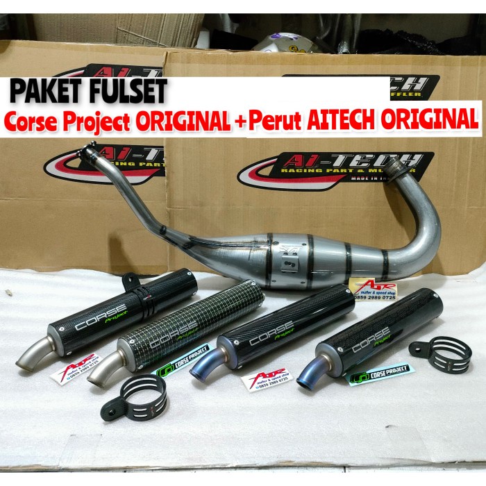 Paket Knalpot Corse Project Carbon Ori Plus Perut Aitech Ninja R Rr Ss