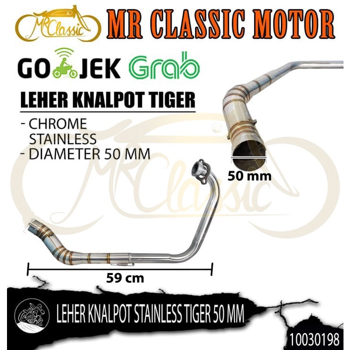 Leher Knalpot Full Stainless Tiger 50 Mm Mcl