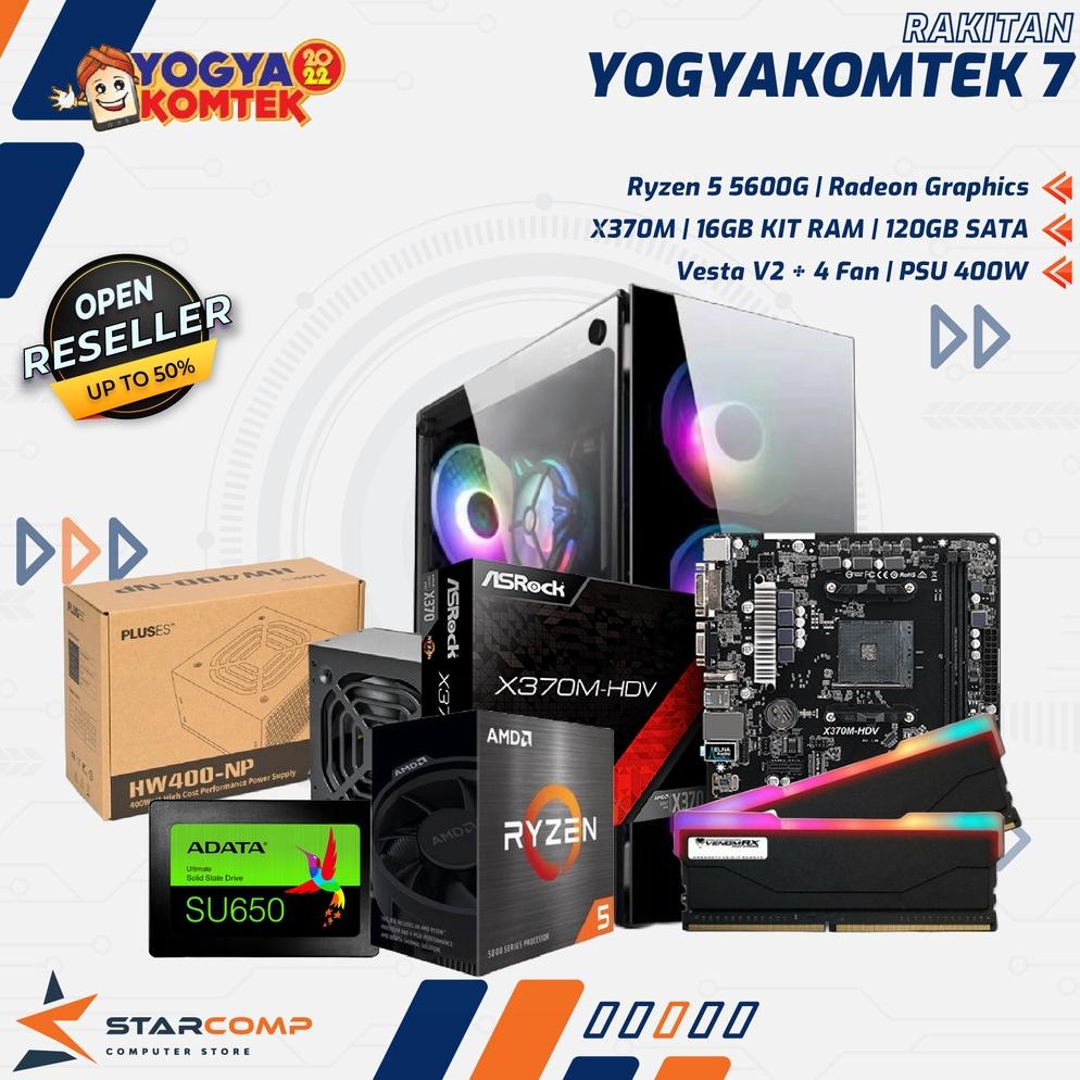 PC RAKITAN AMD RYZEN 5 5600G X370M 16GB RAM 120GB SSD PAKET