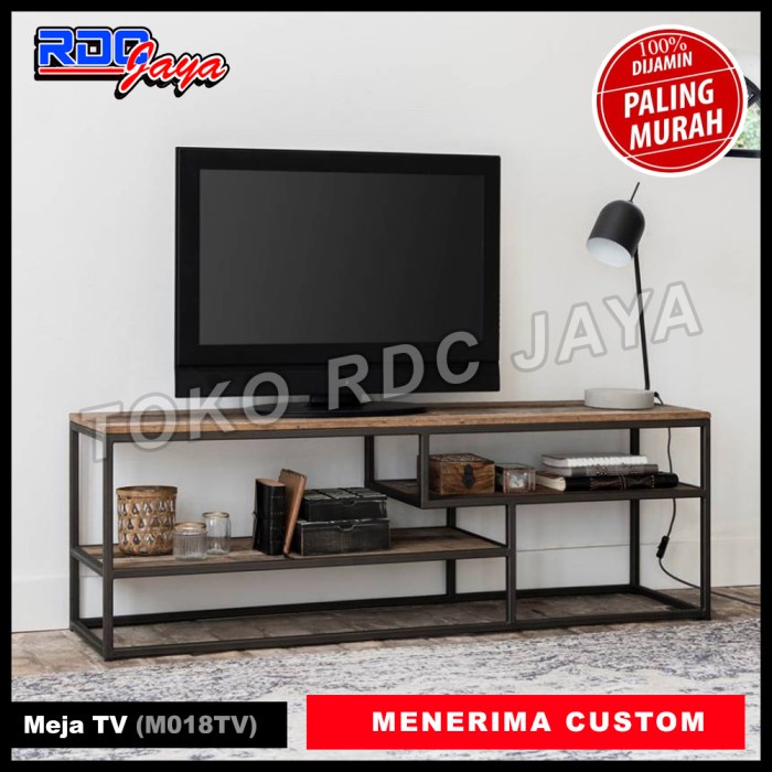 Terlaris Rak Stand Tv Meja Industrial/ Meja Kayu Jati Belanda Meja Tv Kaki Besi