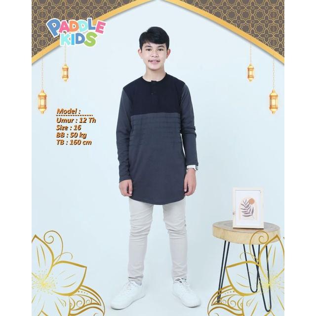 Kaos Kurta Muslim Lengan Panjang Anak/Remaja/Dewasa Laki-laki sz 16-22 th Collide Kurta Paddlekids