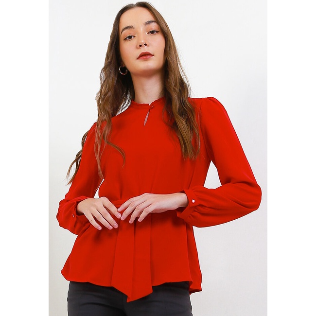 Blouse Wanita Cardinal Original Vibrant Cewek Feminine Poliester Femme Loose Fit Perempuan