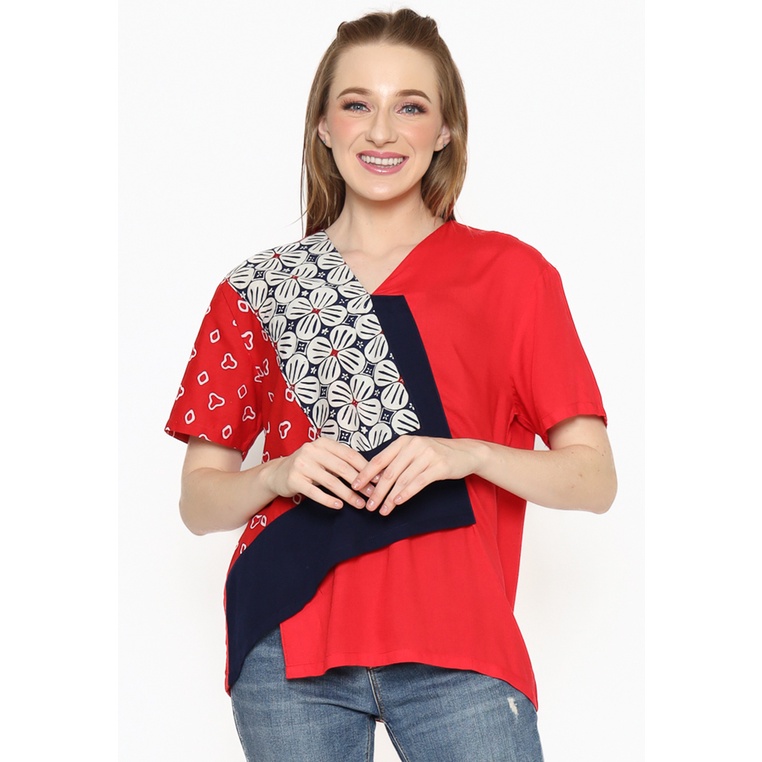 Blouse Wanita bhatara batik Original Kombinasi Cewek Ethnic Chic Katun Rayon Merry Perempuan