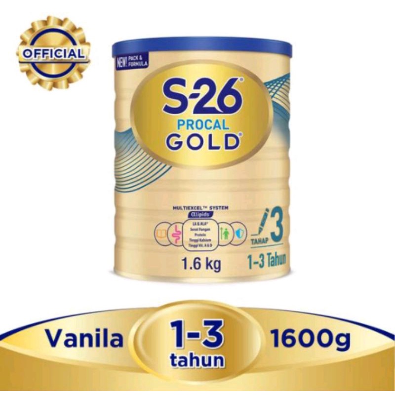 S-26 Procal Gold 1,6Kg Kaleng Susu Pertumbuhan anak Tahap 3 Usia 1-3 Tahun
