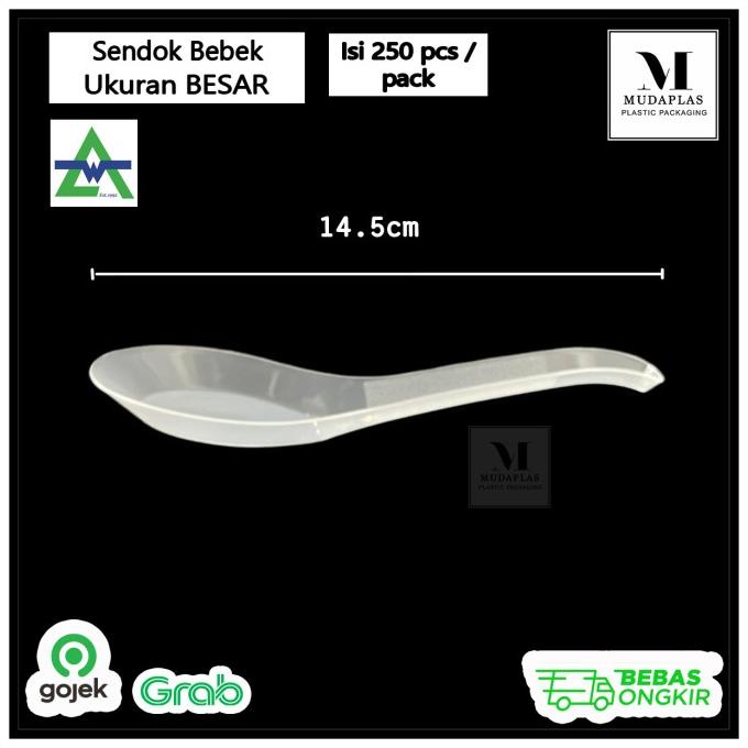 Sendok Bebek Besar Large Jumbo / Sendok Kuah Plastik Bening isi 250
