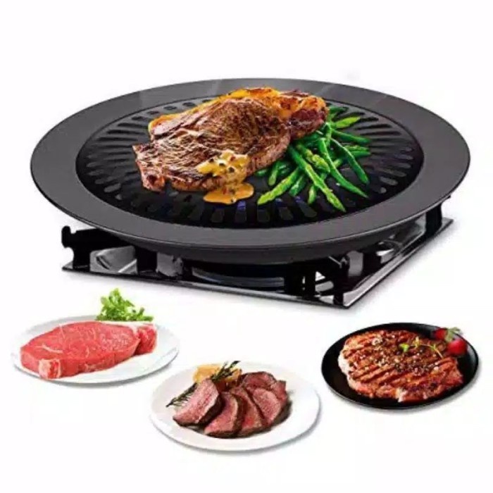 grill pan  PANGGANGAN BBQ PEMANGGANG GRILL PAN BARBEQUE DAGING SOSIS 32cm(F0M6) termurah multifungsi
