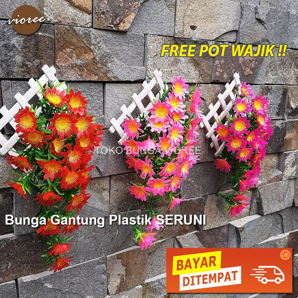 9.9 BRANDS FESTIVAL Vioree SERUNI Bunga Gantung Plastik Dinding Daun Dekorasi Pot Hias Tembok Rambat