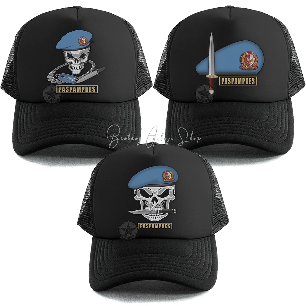 (Exclusive) Topi PASPAMPRES - Baret Biru Muda Light Gold