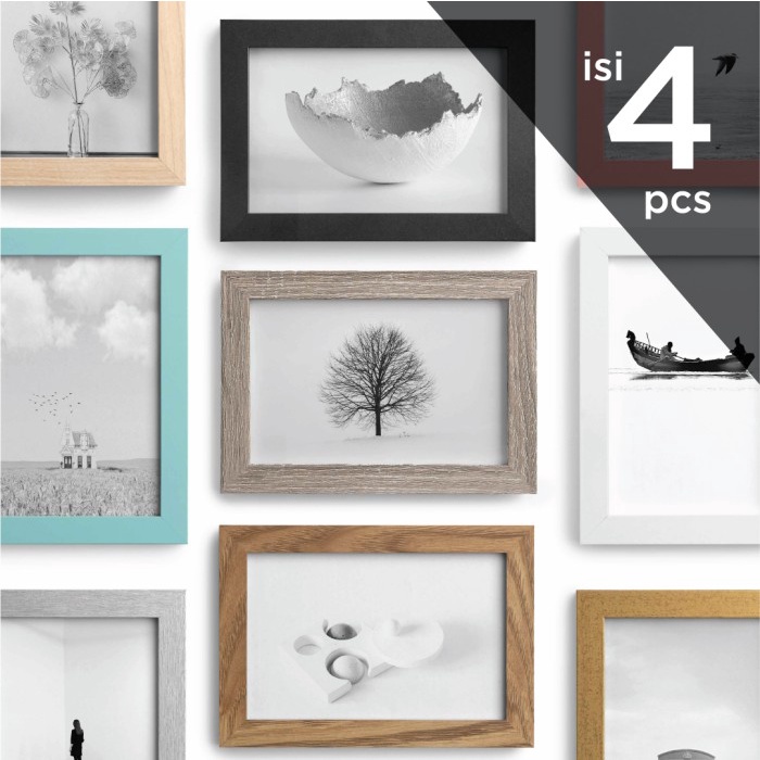 PICORA ALTO 4R 10x15cm Pigura Frame Bingkai Foto - ISI 4 PCS - Rustic Gray