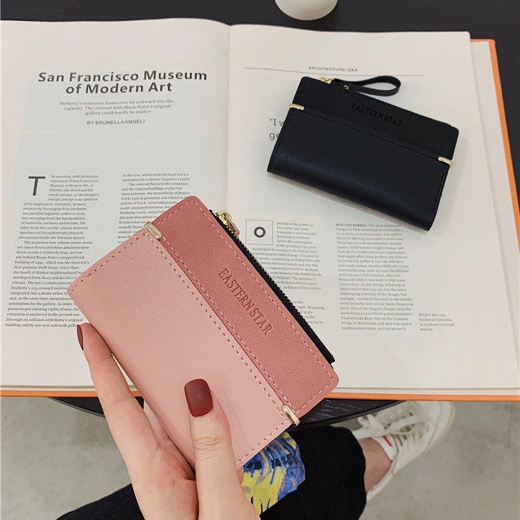 Sera ins short wallet female short section 2022 new Korean version simple small fresh folding zipper buckle coin clip