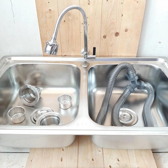 Terlariss Kitchen Sink Oki 8347 Bak Cuci Piring 2 Lubang Tempat Cuci Piring