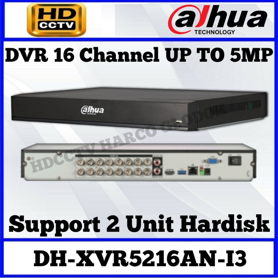 DAHUA XVR5216AN-I3 16CH 5MP WizSense DVR 16 CHANNEL SUPPORT 2 HDD