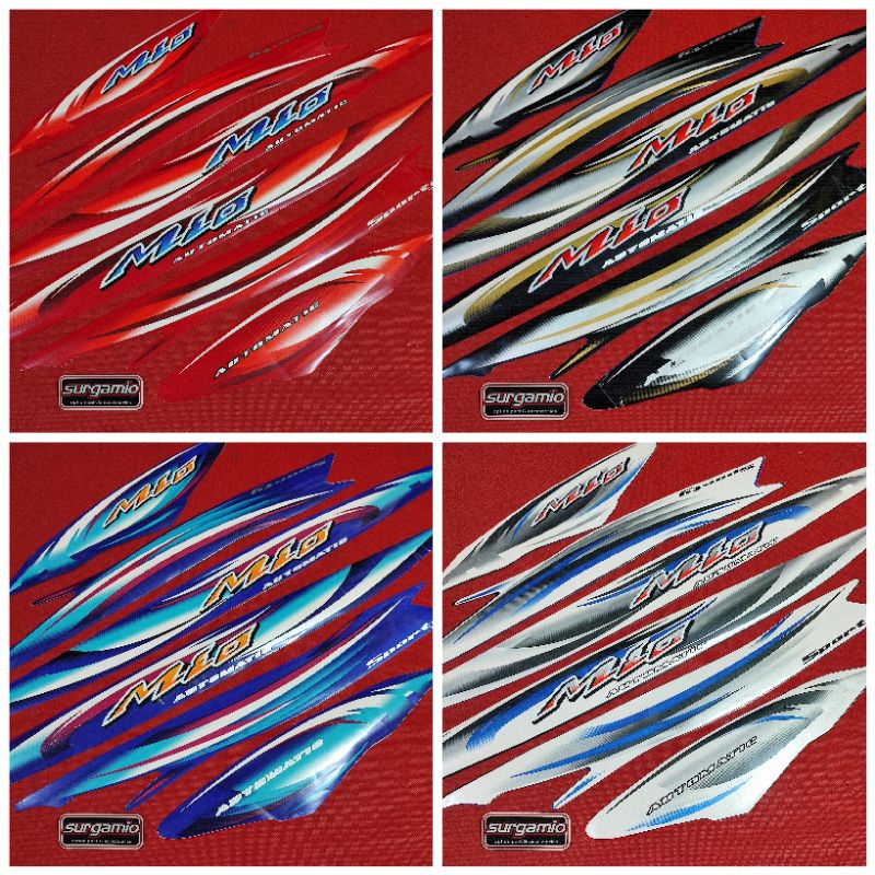 STRIPING MIO SPORTY 2007 STRIPING MIO BULU BODY MERAH BIRU HITAM PUTIH