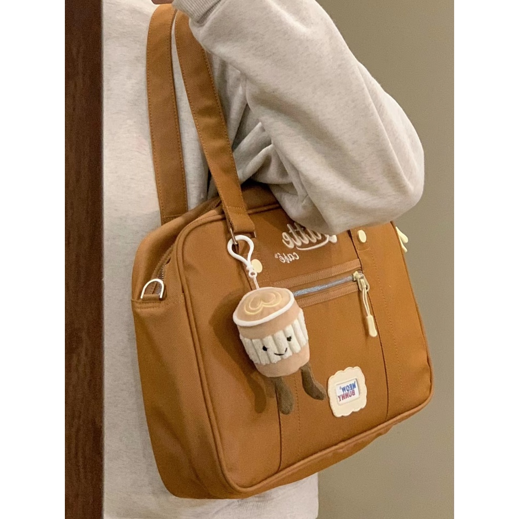 Sera American retro tas bahu baru mahasiswa kelas komuter tas Messenger penggunaan ganda kasual nilon tote tas wanita