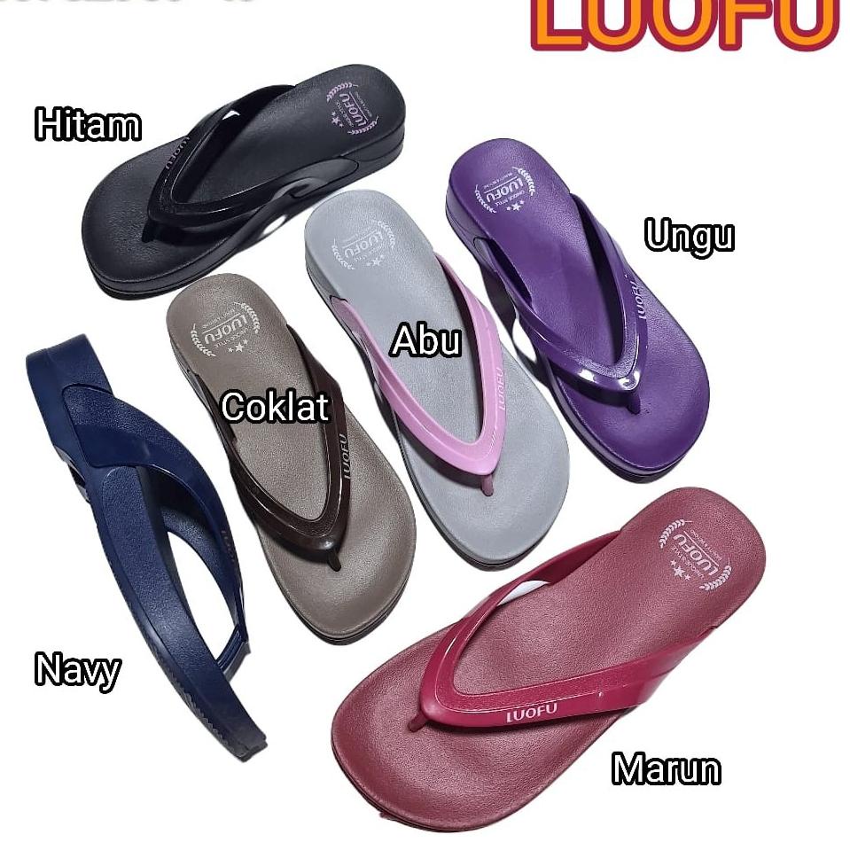 LUOFU ORIGINAL Jelly sandal karet empuk murah wanita jepit luofu sendal japit import 7161 • KKY.11Ap