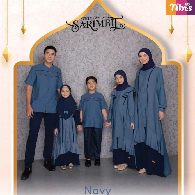 Best Seller Sarimbit Nibras Estela Navy Baju Lebaran Muslim Couple Keluarga Sale