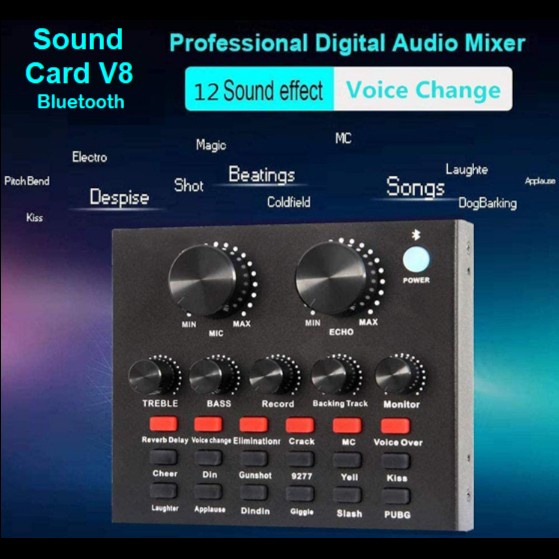V8 SoundCard Audio untuk HP PC Mac Live Broadcast Karaoke Smule WeSing