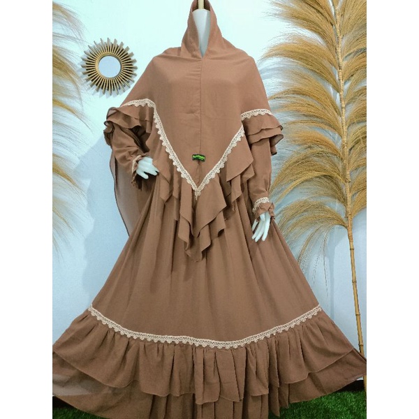 Gamis set hijab Ceruty Babydoll Renda