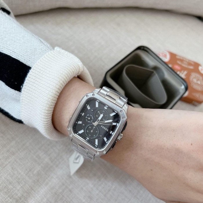 Terlaris Jam Tangan Pria Kotak Stainless Silver Bq2655