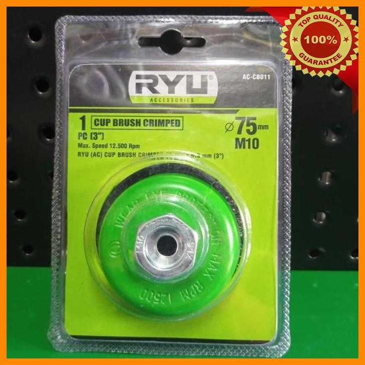 

(sara) ryu cup brush crimped 3" sikat kawat mangkok lurus 3 inch 75 x 0.3mm