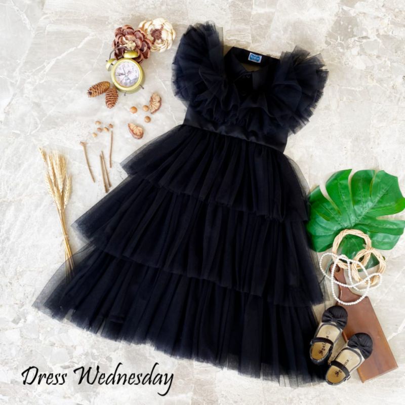 Dress Wednesday Addams Costume dress Anak Perempuan