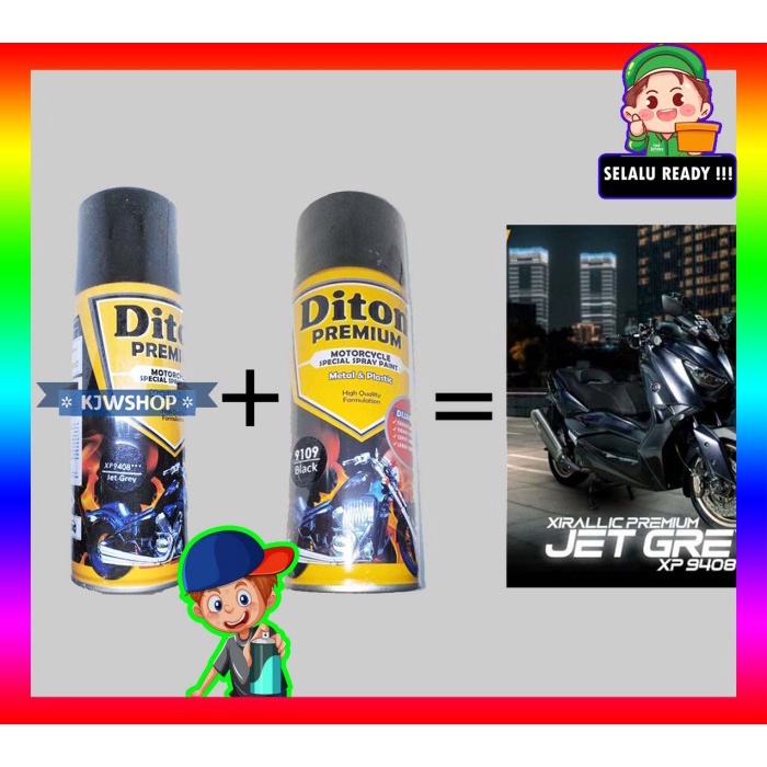 Paket Diton Premium Xirallic XP 9408 Jet Grey dan Black 9109 Hitam Abu murah