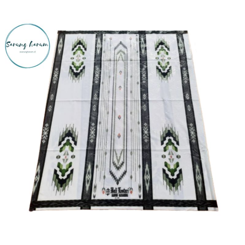Sarung - sarung bali lestari - Putih corak hijau