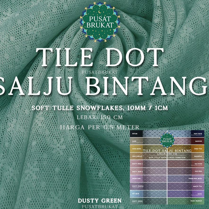 Tren Baru e3E8qKAIN TILE DOT SALJU BINTANG 2 / TULLE SNOW FLAKES , Ø 1CM / 10MM, LEBAR:150CM [harga 