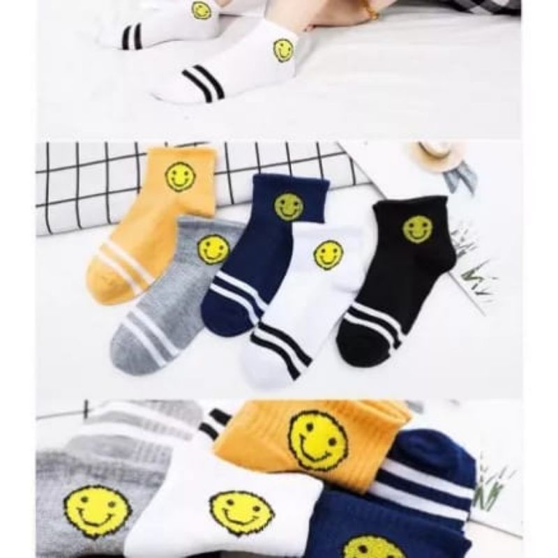 Kaos Kaki Motif Emot Smile Ks52 Fashion Korea