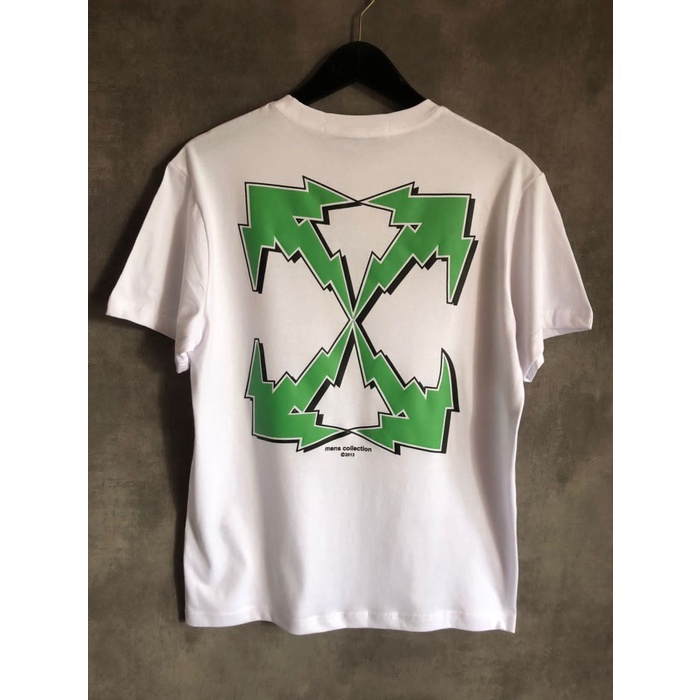 TSHIRT OFFWHITE WHITE GREEN ARROW PREMIUM KAOS PRIA WANITA BRANDED