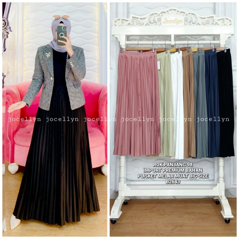Rok Plisket Import Murah Kancing Kaos Premium Jocellyn B2643