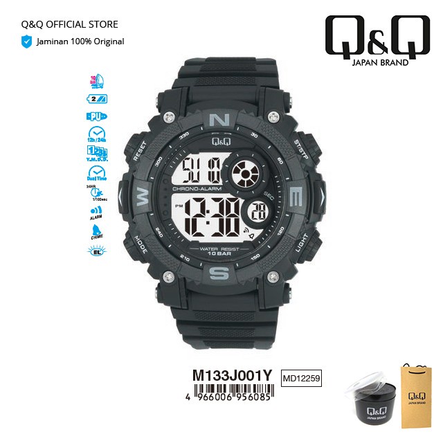 Flash Sale Q&Q M133 Jam Tangan Pria Digital Qnq Qq M133J Original Water Resist Terlaris