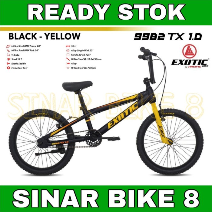 Terlaris Sepeda Bmx 20 Inch Exotic Et 9982 Tx 1.0 Ban 2.125 Tanpa Rotor & Rotor