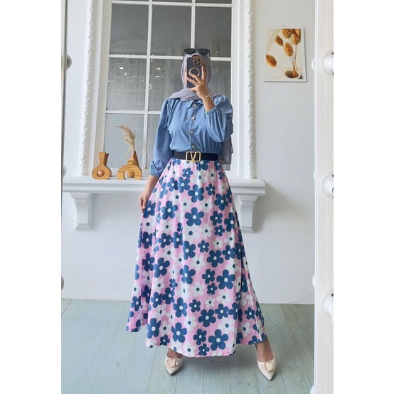 COD//GAMIS//MARBLE//COMBI//FLOWER//FASHION//WANITA//TERKINI