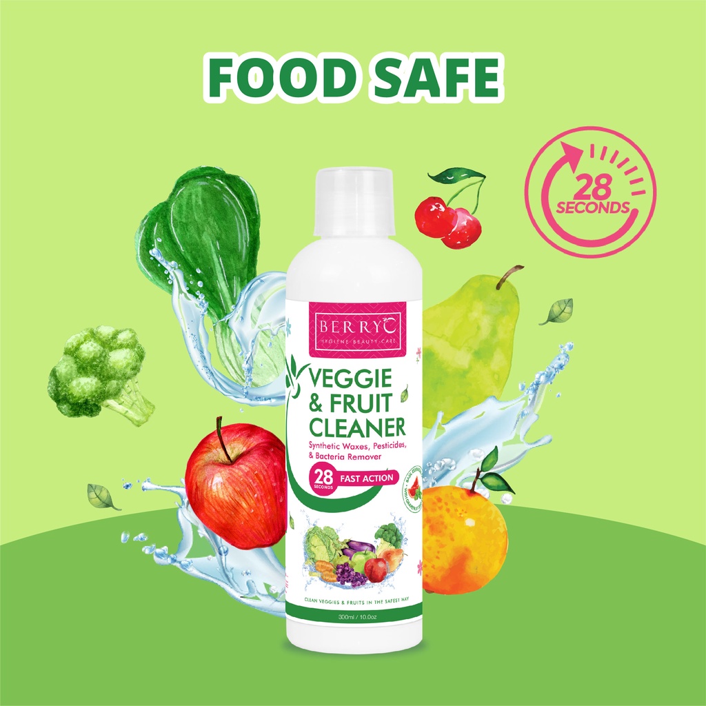 BerryC Pencuci Buah Sayur Salad Organik 300ML- Organic Veggie &amp; Fruit Wash Cleaner For Food &amp; Vegetables Sabun Pembersih Wax Pestisida Makanan Segar Cairan Perendam Natural Halal Food Grade Waterbase Kemenkes Impor Malaysia Awet Tahan Lama Pesticide Free