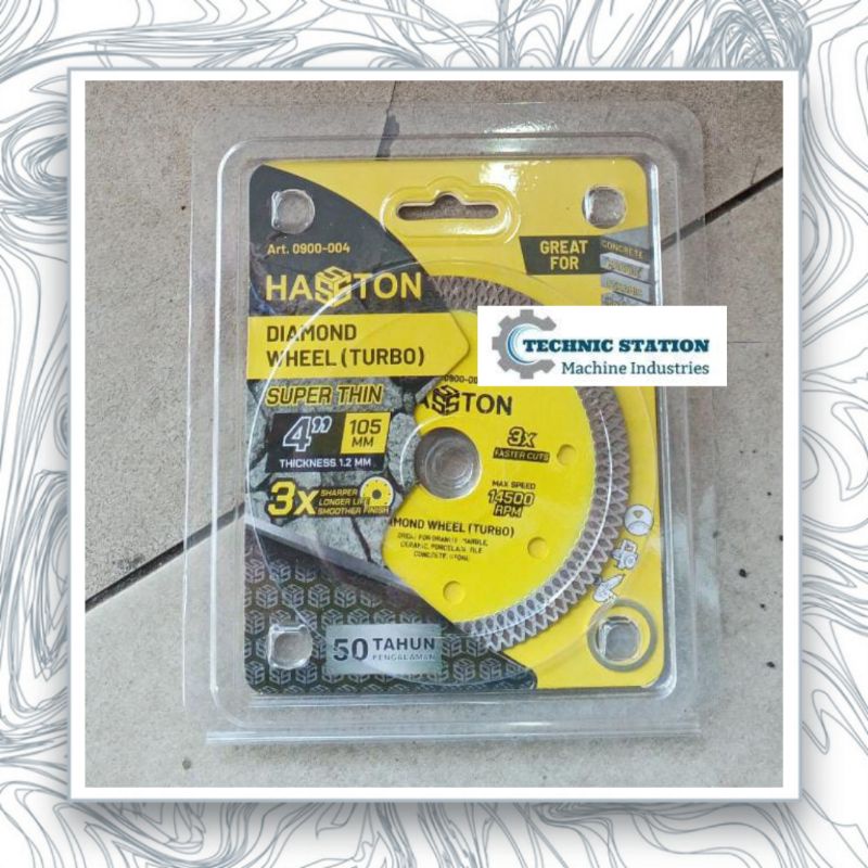 HASSTON PROHEX 0900-004 diamond wheel Turbo, mata pisau potong granit