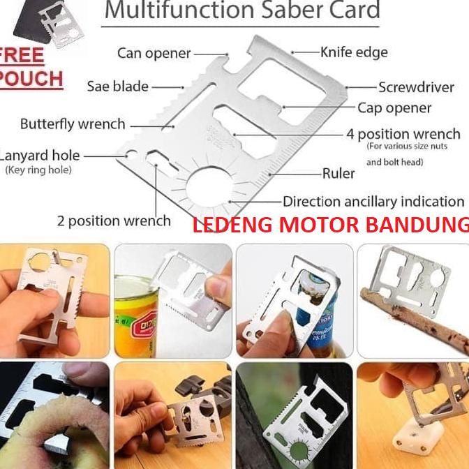 Saber Card Stainless Survival Tool Kit Obeng Pisau Kartu Multifungsi onderdil 54PR23