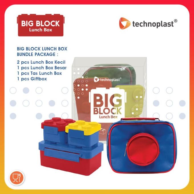 Technoplast Big Block Lunch Box Set/Tempat Makan Set Big Block + Tas