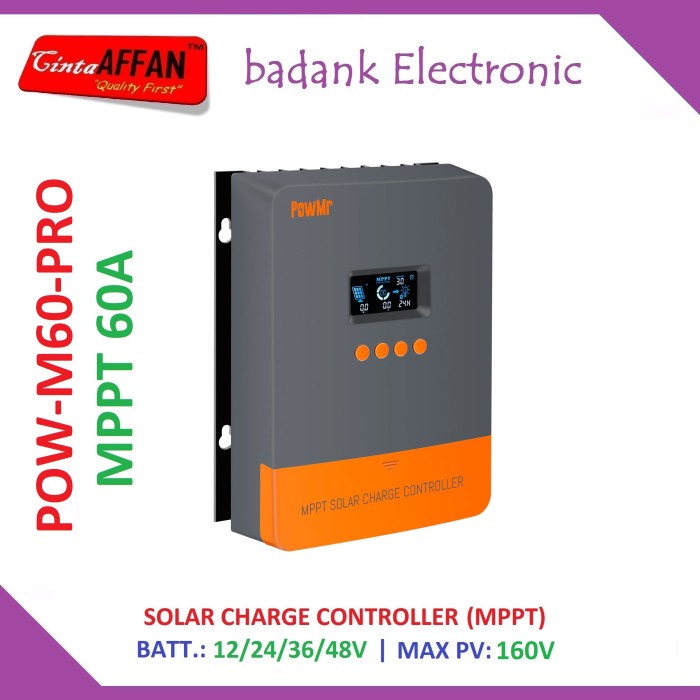 Terlaris Scc Pow-M60-Pro Solar Charge Controller 12V/24V/36V/48V Scc Powmr Mppt 60A